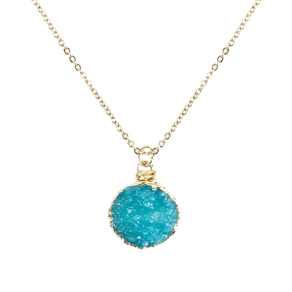 Round Druzy Pendant Necklace